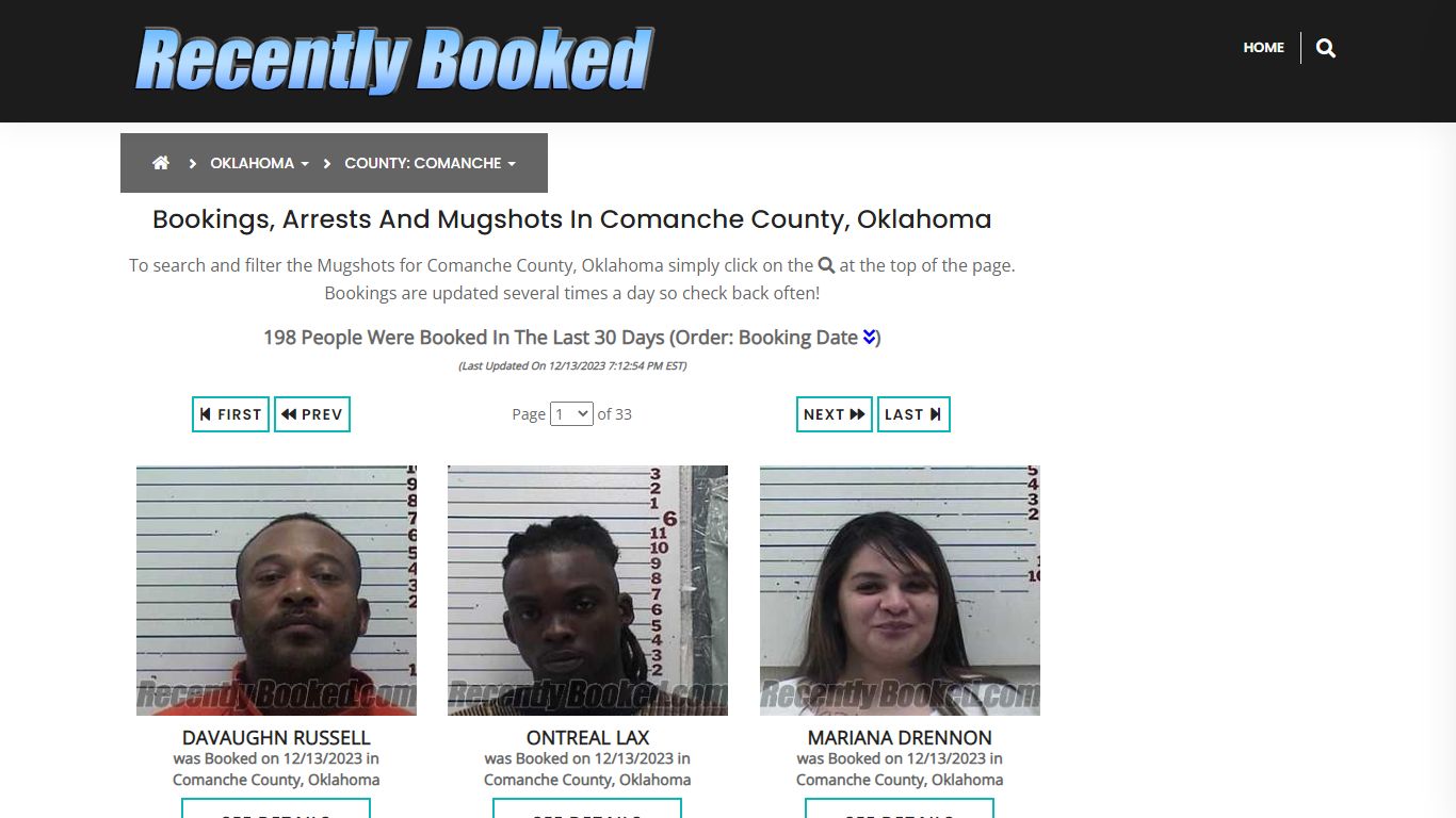 Bookings, Arrests and Mugshots in Comanche County, Oklahoma